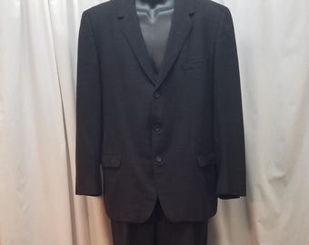 Vintage 1950s Kuppenheimer Atomic Fleck Black Wool 2 Piece Dressy Men's Business Suit Excellent, 44. Measurements Below
