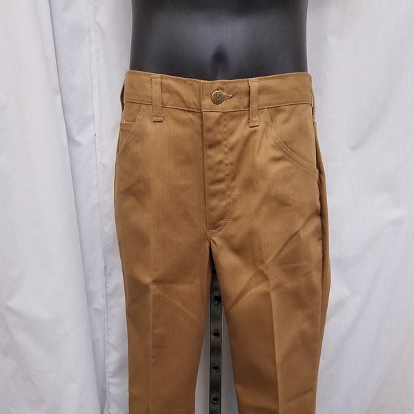 Vintage 1970's Deadstock Lee Riders Light Brown Boot Cut Flare Pants Poliestere / Cotone Western Stylized Cowboy Pants