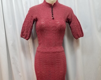 reserved knitted dress for JK 1930s Knit Dress/ 30s Forest Green Sweater Small gala-jurken