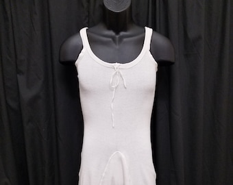 Antique White Cotton Onesie Vintage 1920&#39;s White Combed Cotton One Piece Union Suit Onesie Tank Shorts Underwear Garment. Measurements Below