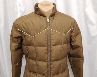 1970s Comfy Brand Women s Jacket Vintage 1970 s Comfy Brand Yellow Down Filled Quilted Western Puffer Jacket Coat Etsy