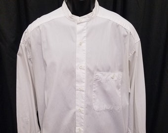 Vintage 1980's Johnny Cotton Soft Brushed White Cotton Shirt Button Long Sleeve Formal Casual Shirt Top