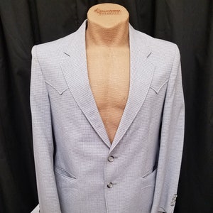 VTG des années 1970 Hi-Sierra H Bar C Ranchwear Western Apparel Manteau de sport à carreaux gris ventilé doublé à carreaux, veste blazer, poches. Dimensions ci-dessous