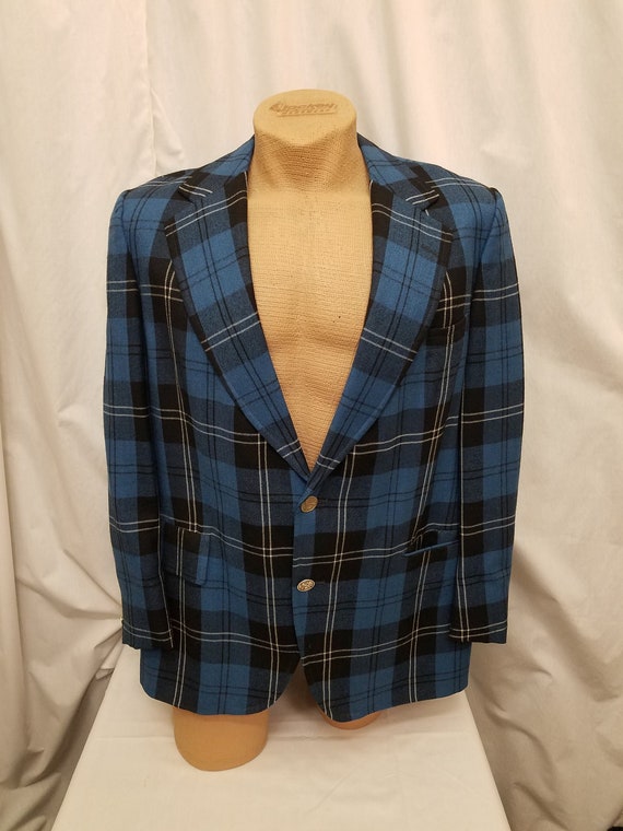 Vtg 1970s the Scotch House London Edinburgh Paris Vented Blue Black White Striped Plaid Wool Lined Sports Coat Blazer Jacket Pockets Etsy Ireland