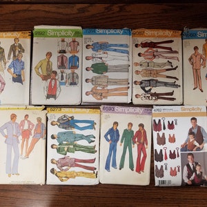 LOT of 9 Vintage McCall&#39;s and Simplicity Men&#39;s Clothing Sewing Patterns, Some Uncut!