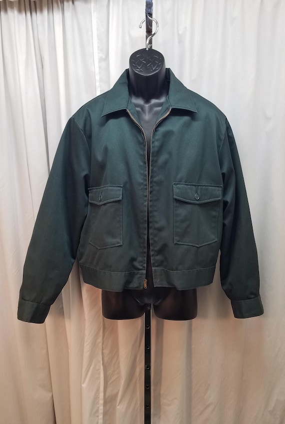 Vintage 70s Lee Prest Chetopa Twill Permanent Press Green Zip up