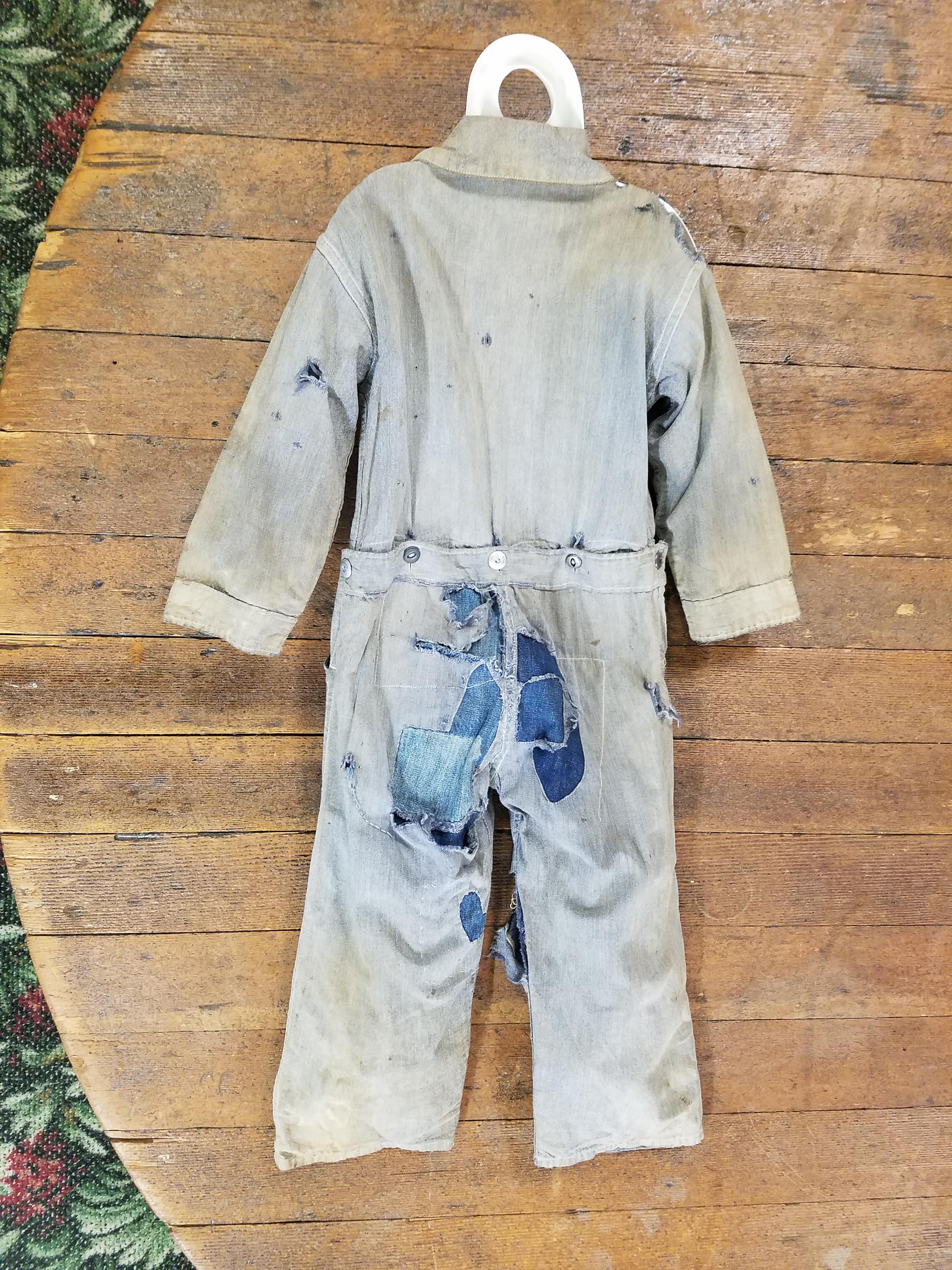 Vtg Dirty 30's Child's Coveralls Selvedge Denim Overalls Workwear