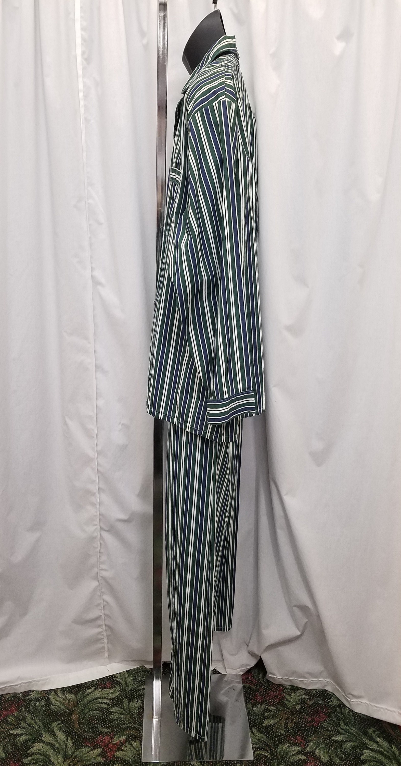 Vintage 1980s 2 Piece NWOT Towncraft Green & Navy Stripe Vintage 1980s 2 Piece NWOT Towncraft Green & Navy Stripe