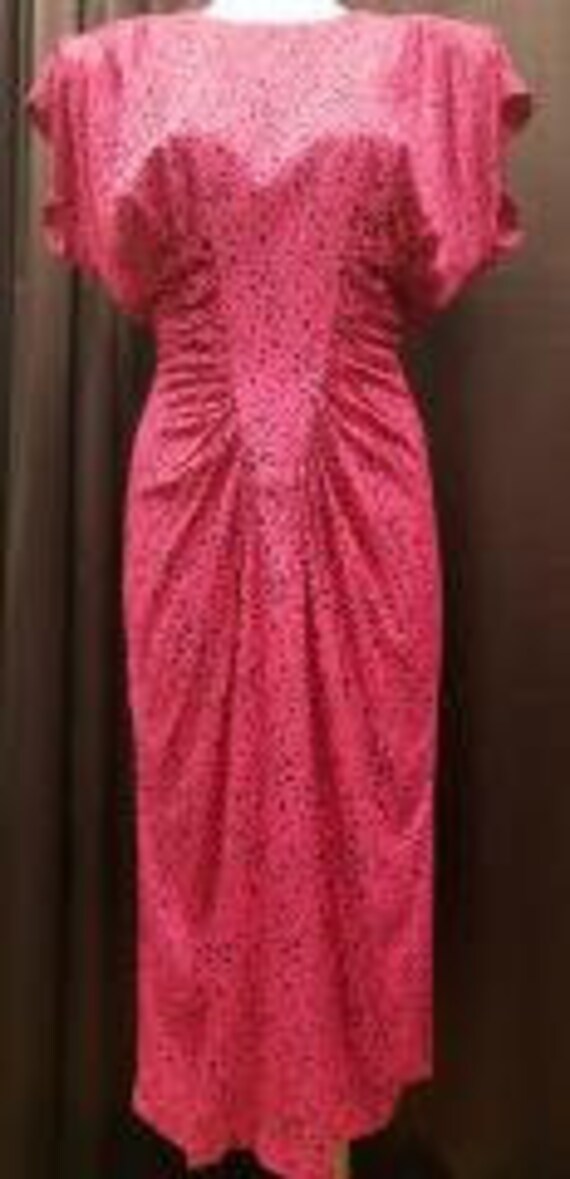 1980s Milanzo wiggle pencil dress with shoulder pa