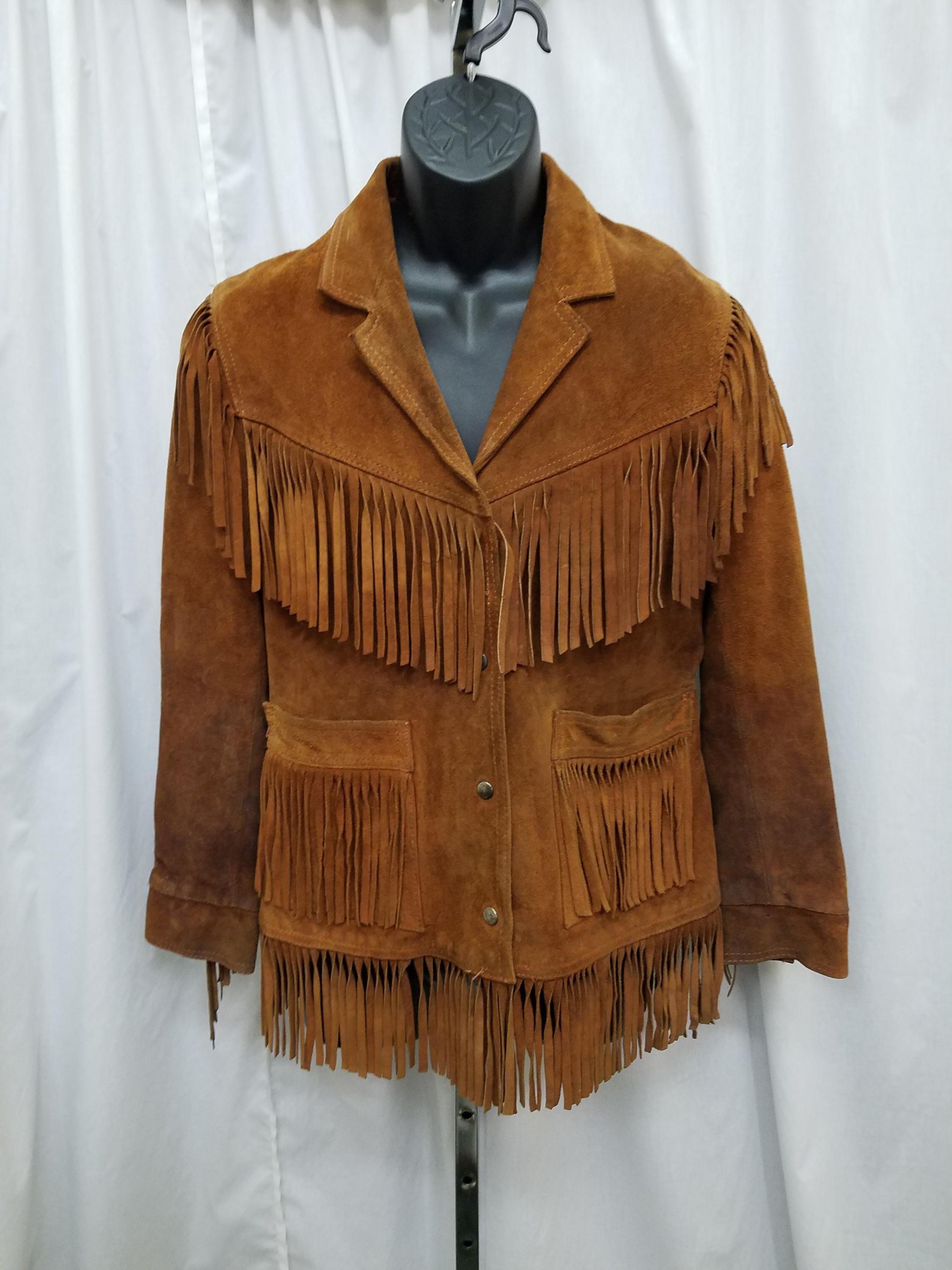 〈 SCHOTT 〉western fringe suede jacket Schott Western Red Suede Leather Fringe Jacket Coat Womens