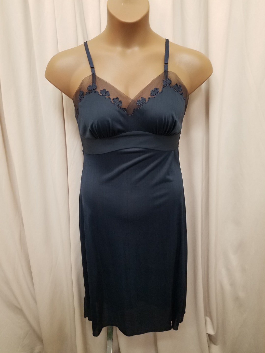 Vintage 1960's Kayser Navy Blue Nylon Sheer Lace Slip - Etsy