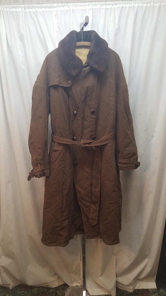Vintage 1940s U.S. Military Mackinaw WW2 Double Breasted Shearling