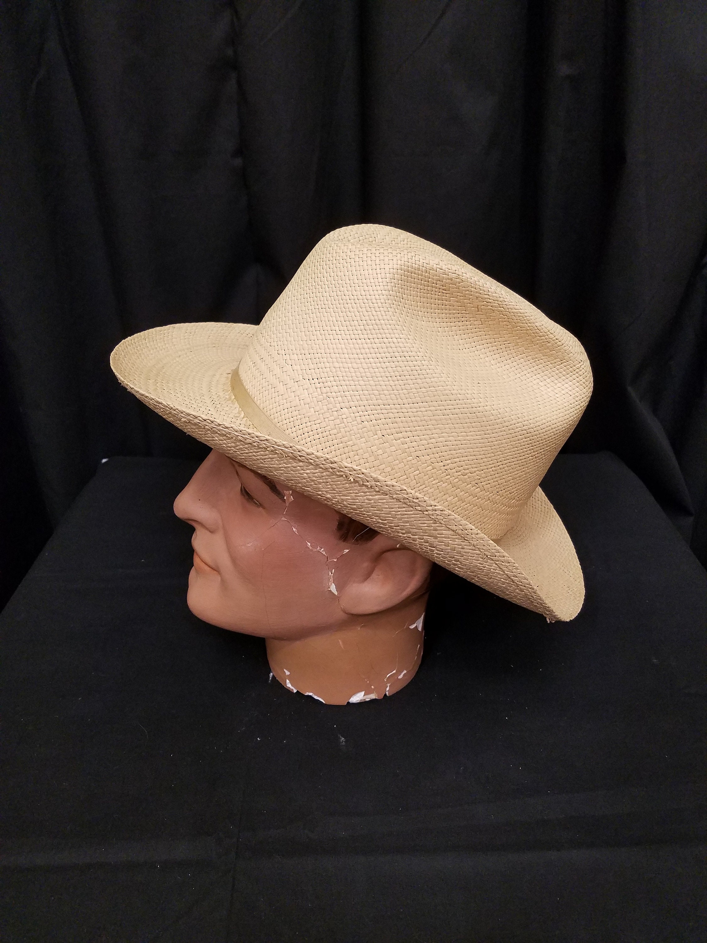 Vtg 1970s Stetson Genuine Panama Straw Cowboy Western Boater