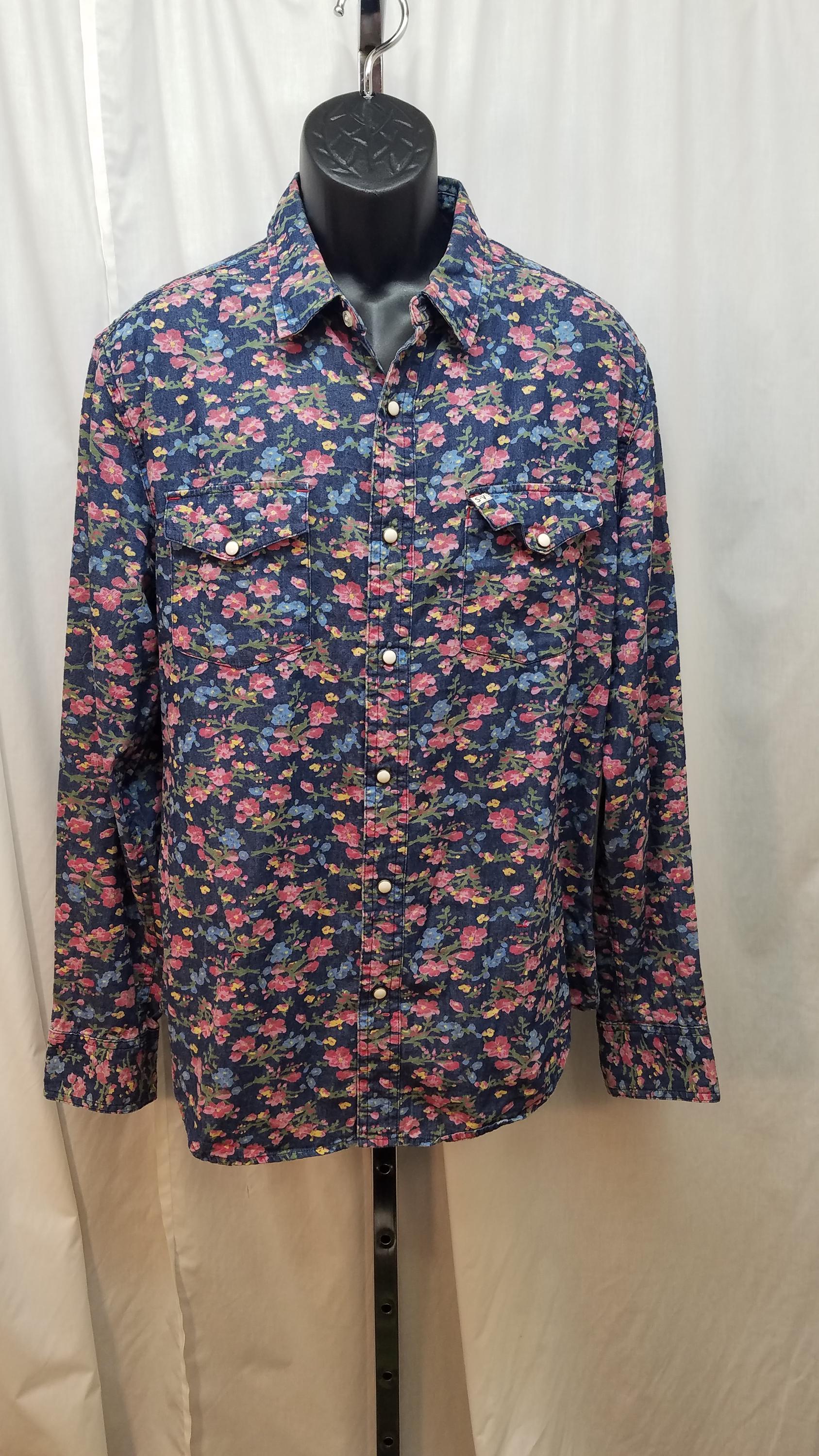 Chemise Western Salt Valley Homme Denim Bleu à Carreaux - Snap Shirt Grandes Poches