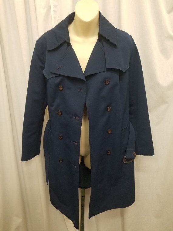 Vtg 1990s Forecaster Of Boston Navy Blue Trench C… - image 2