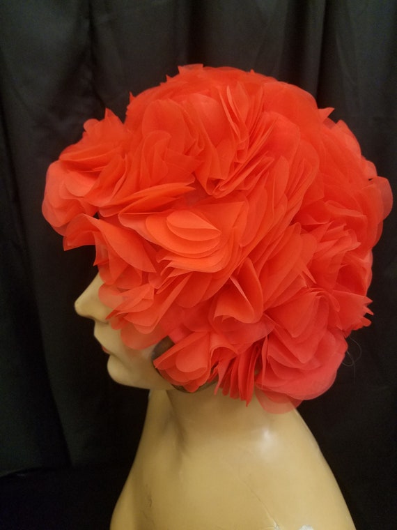 Vintage Classic Hair Hat Cap Floral Nylon Bright … - image 6