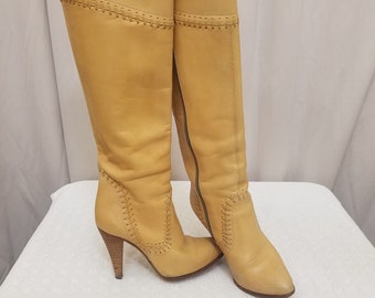 camel colored leather boots