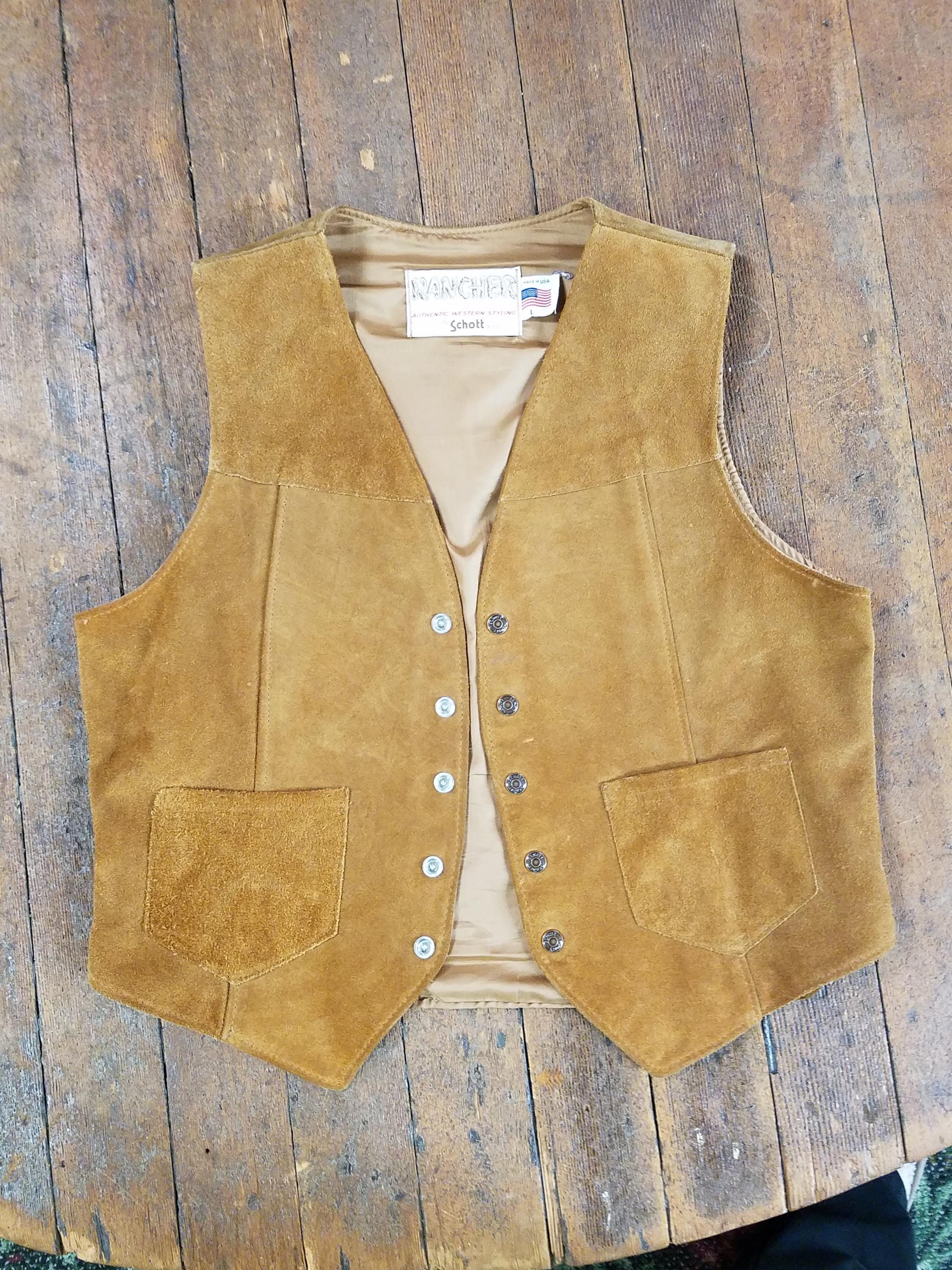 70's〜 Rancher by Schott Suede Vest Small 70s Schott Suede Rancher Western Vest / Trucker Style