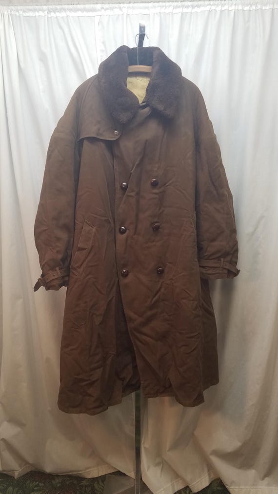 Vintage 1940s U.S. Military Mackinaw WW2 Double Breasted Shearling