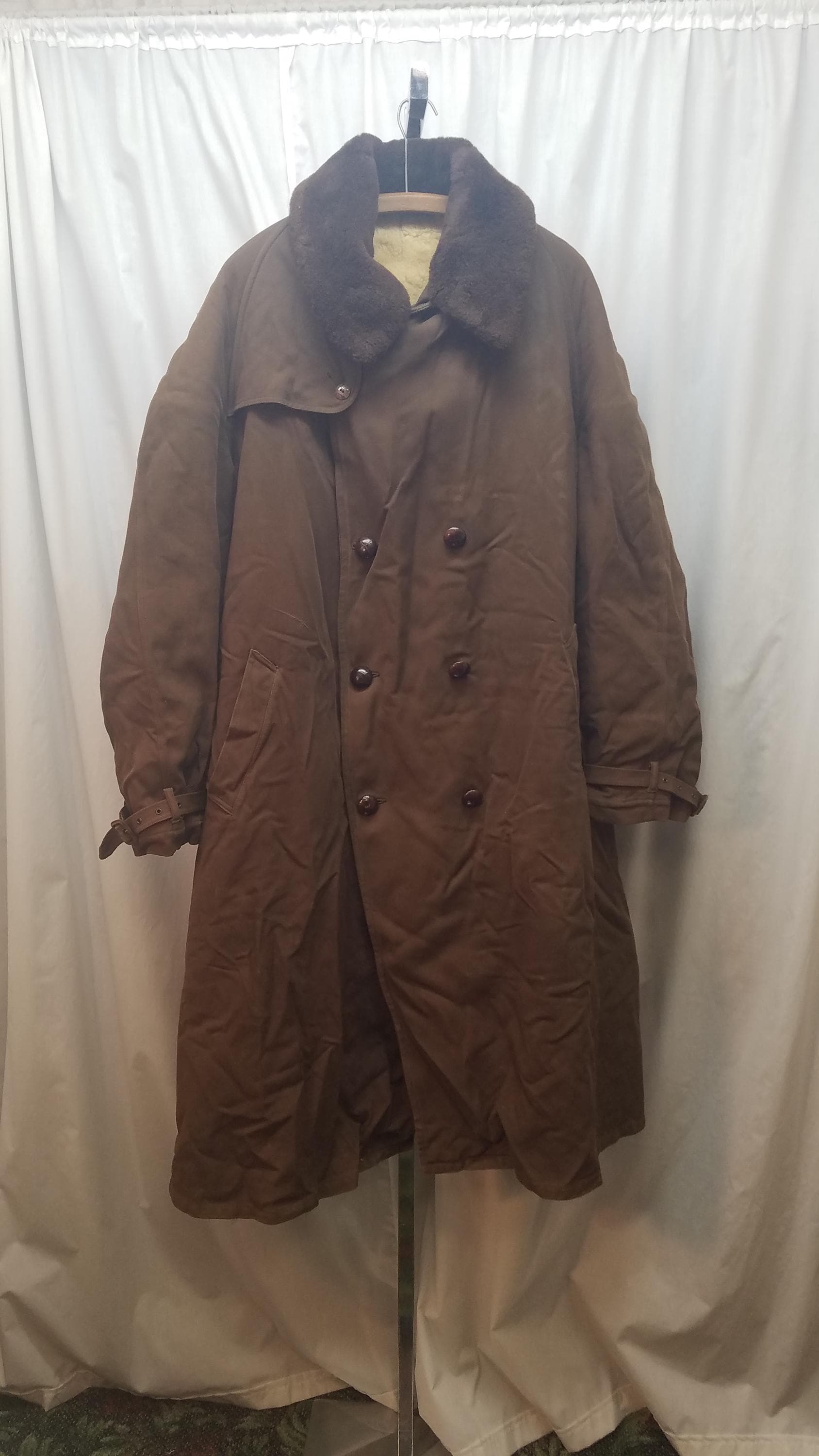 Vintage 1940s U.S. Military Mackinaw WW2 Double Breasted Shearling
