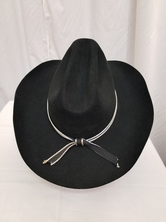 Vintage 1970's Stetson Black Cowboy Hat Size 7 1/… - image 10