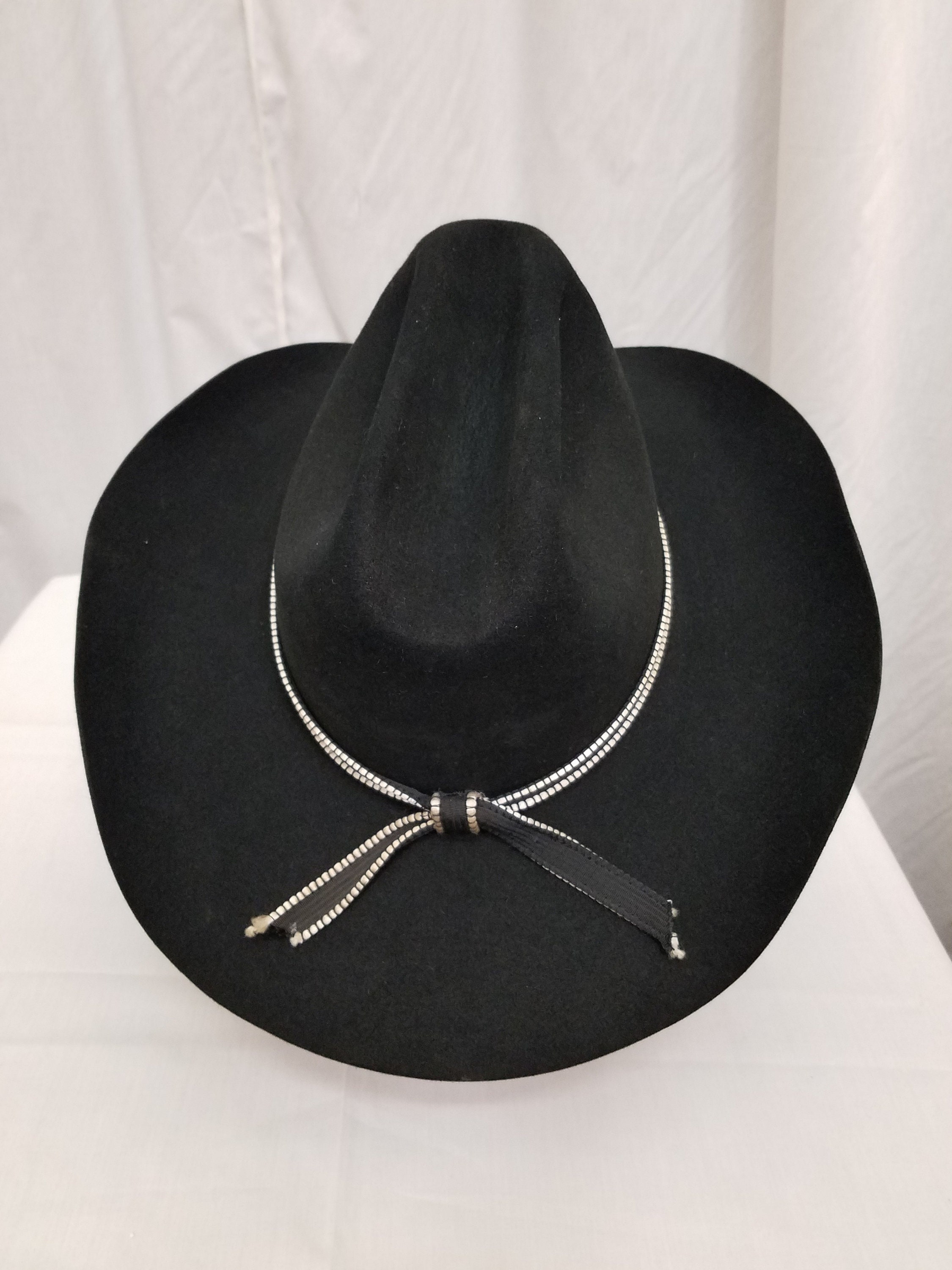 Vintage 1970's Stetson Black Cowboy Hat Size 7 1/8, Western