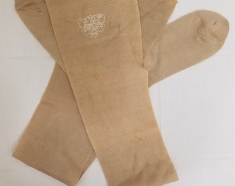 Vtg Authentique 1940s Long Cuisse Bas hauts Bas extensible Haut Durene Mercerized Coton 10 1/2