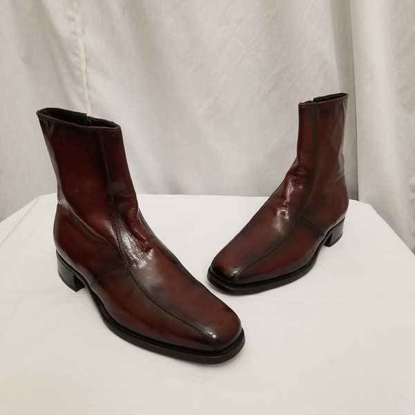 Florsheim IMPERIAL Boots The Beatles size 8 Brown LEATHER FLORSHEIM Boots Dress Boots Disco Booties 70's Retro Saturday Night Fever