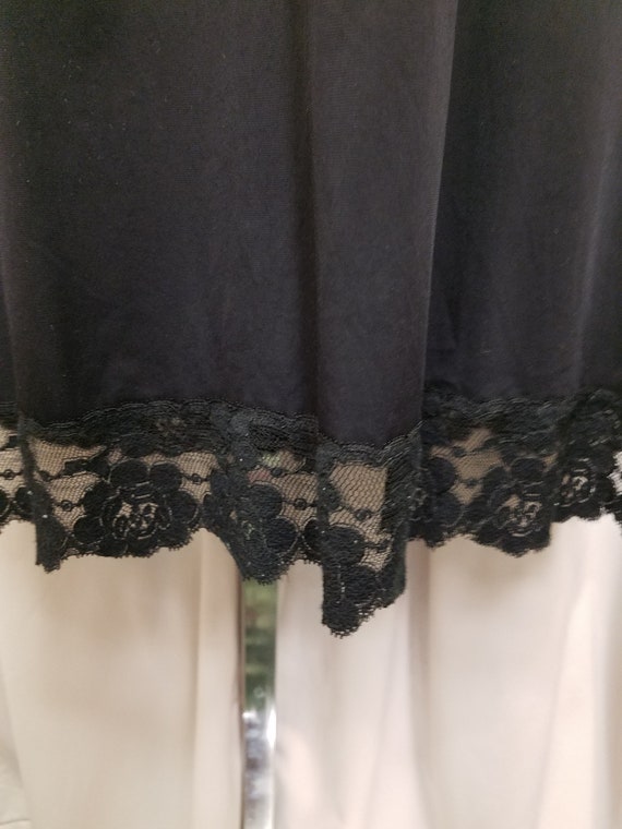 Vintage 1960's Kayser Black Nylon Lace Slip Linge… - image 3