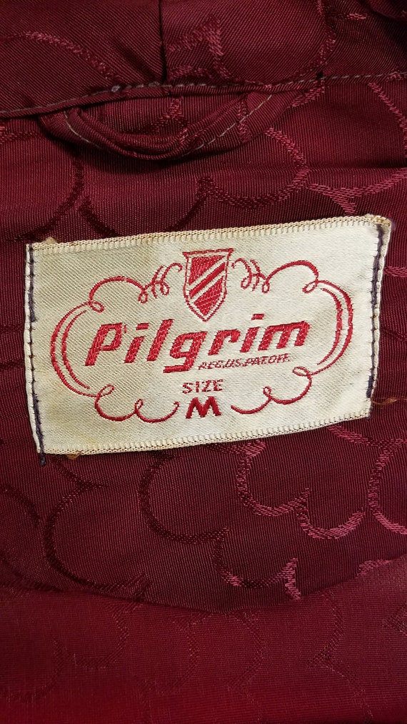 Vintage 1940’s-50's Pilgrim Burgundy Rayon Stripe… - image 7