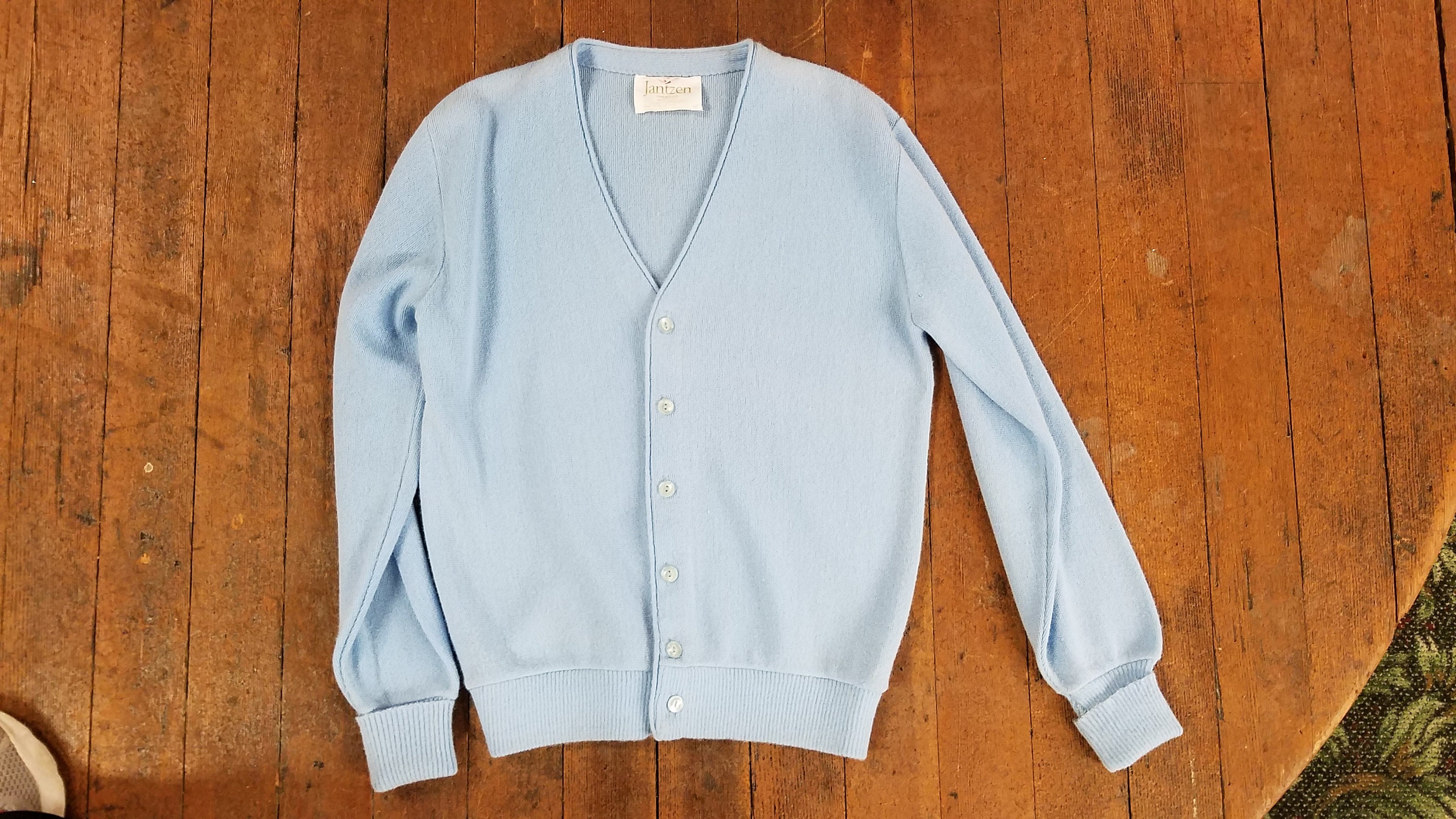 あ*う様 60s~70s jantzen acryliccardigan Vintage 1960s Light Blue Jantzen Made in USA Acrylic Button Long