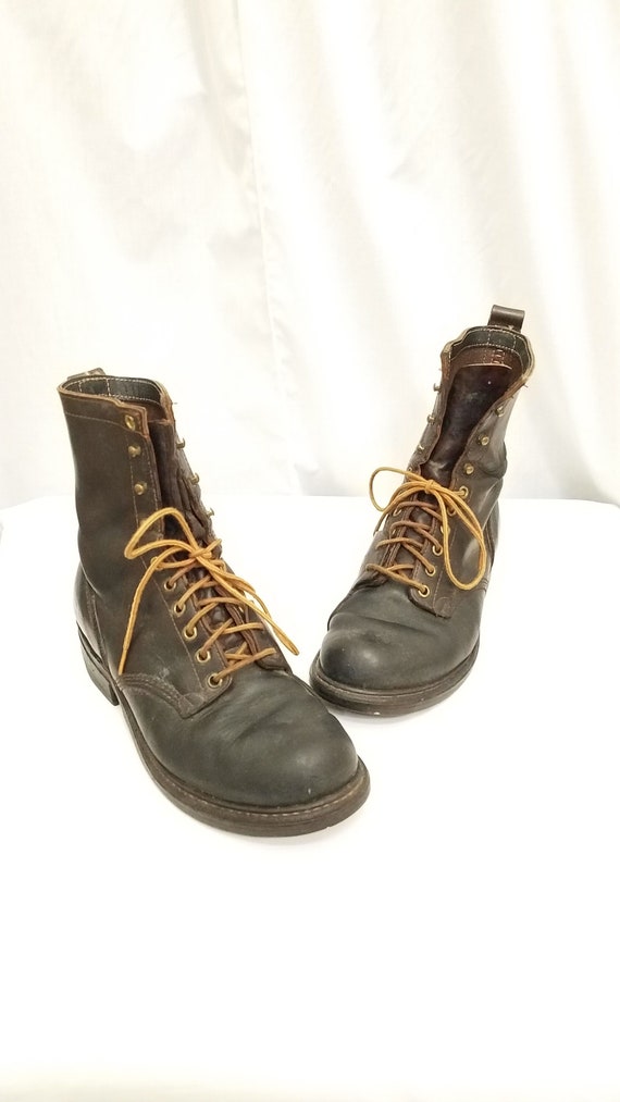 Vintage Brown Mens Lace Up Service Boots Size 6D R