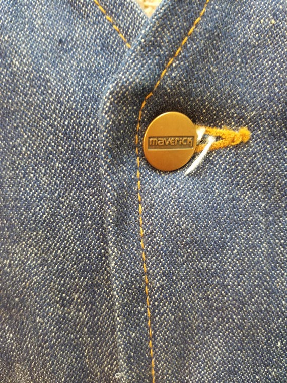 Vtg 70s Sherpa Lined Denim Vest by Maverick Denim… - image 4