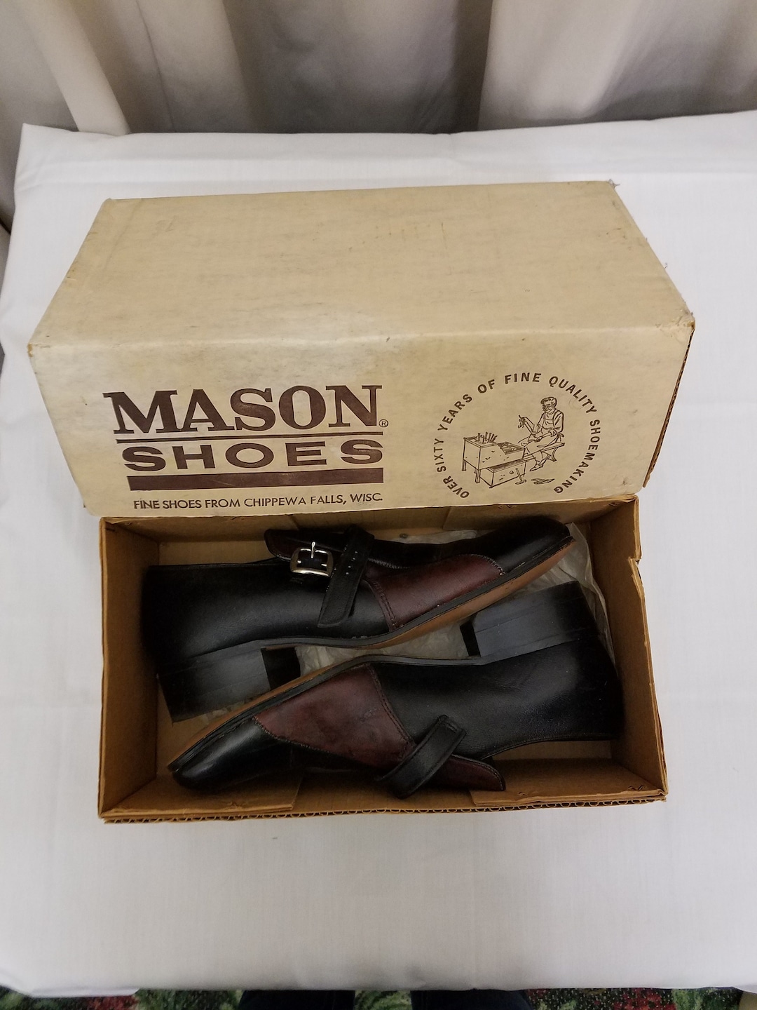 Vintage 1960's Black & Brown Leather EXECUTIVE IMPERIALS by MASON Men's