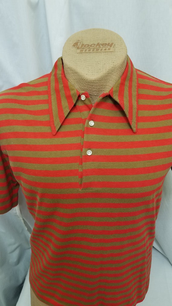 Vintage 1970's Jantzen Orange and Brown Striped C… - image 2