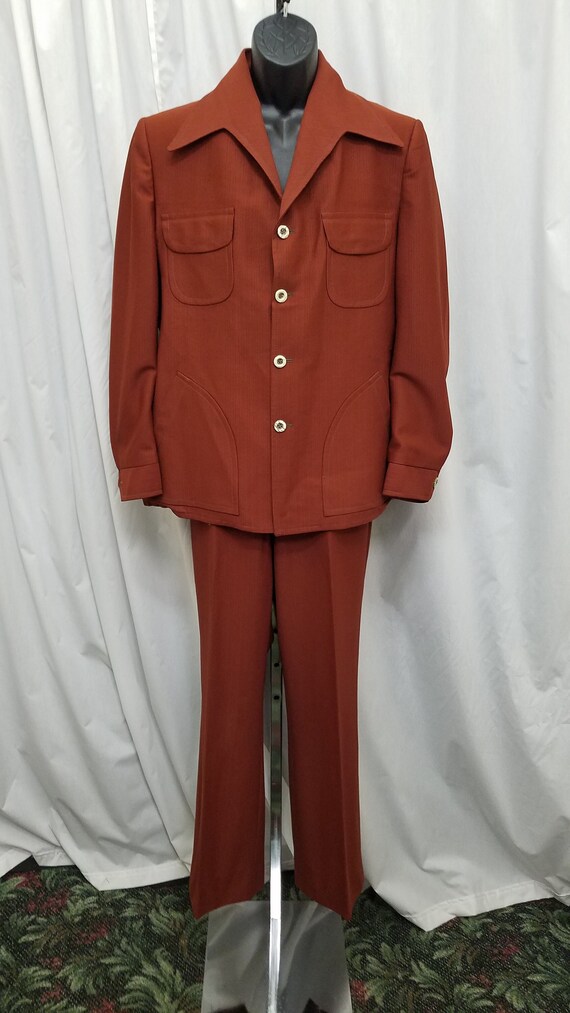 Vintage 70s Forest Hills Rust Polyester Western R… - image 1