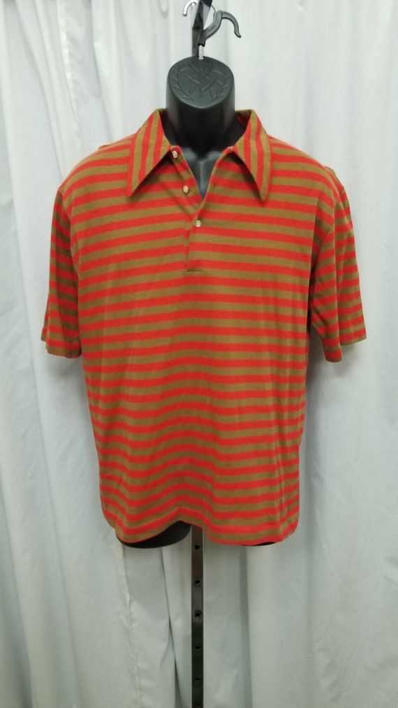 Vintage 1970's Jantzen Orange and Brown Striped C… - image 4