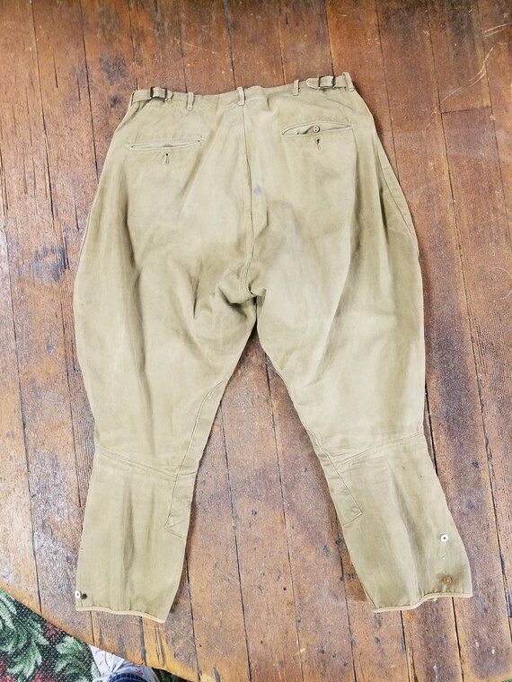 Vintage 1940's Khaki Brown Thick Cotton Blend Rid… - image 7