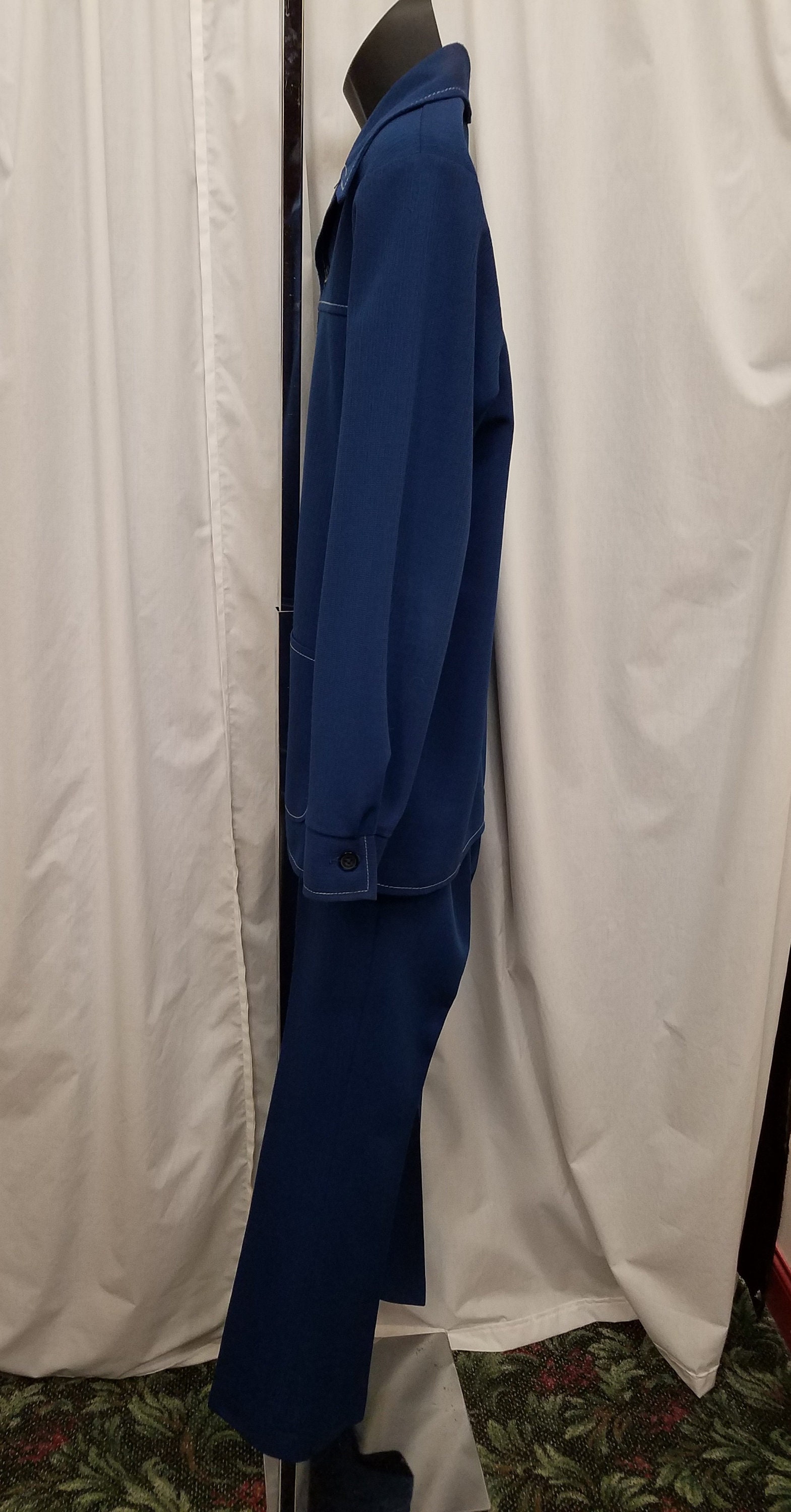 Vtg 70s FARAH (no Tag!) Navy Western Rancher Leisure Polyester  display picture 1