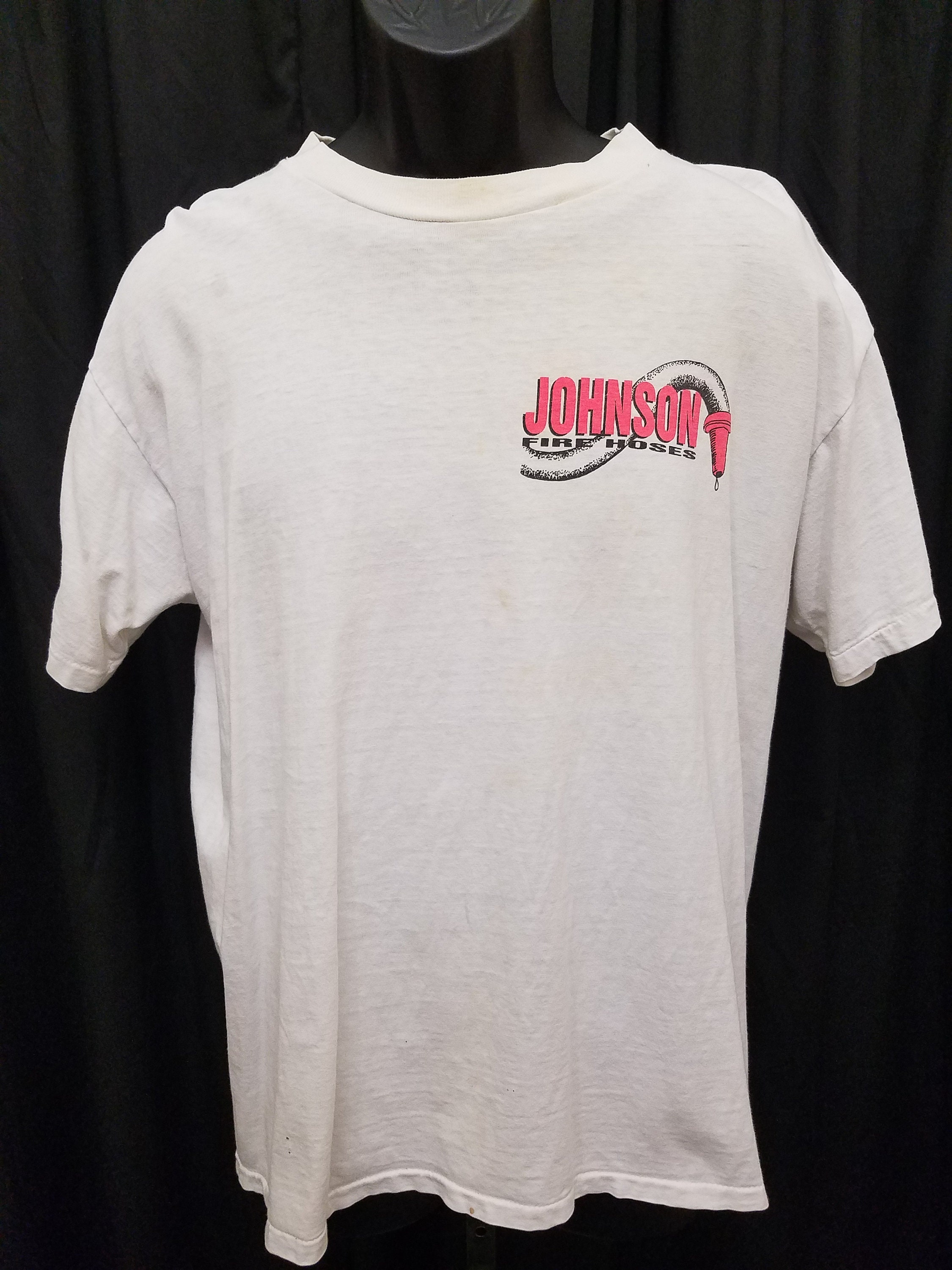 Vintage 1990s Big Johnson Fire Hoses Graphic T-shirt L White - Etsy