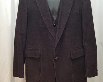 Vtg 1980s Jcpenney the Men's Shop Maroon Corduroy 3 Piece Western