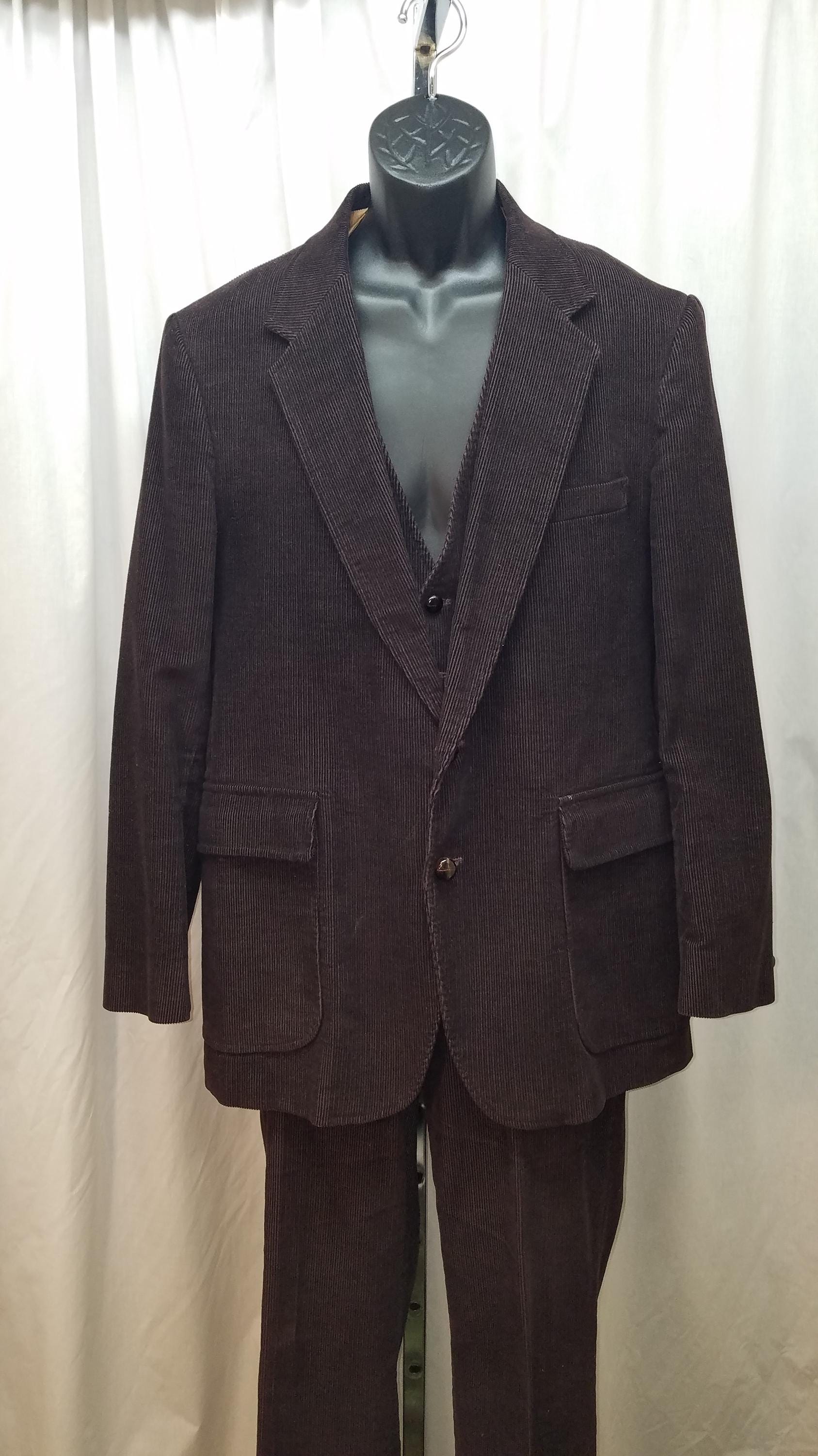 Vtg 1980s Jcpenney the Men's Shop Maroon Corduroy 3 Piece Western