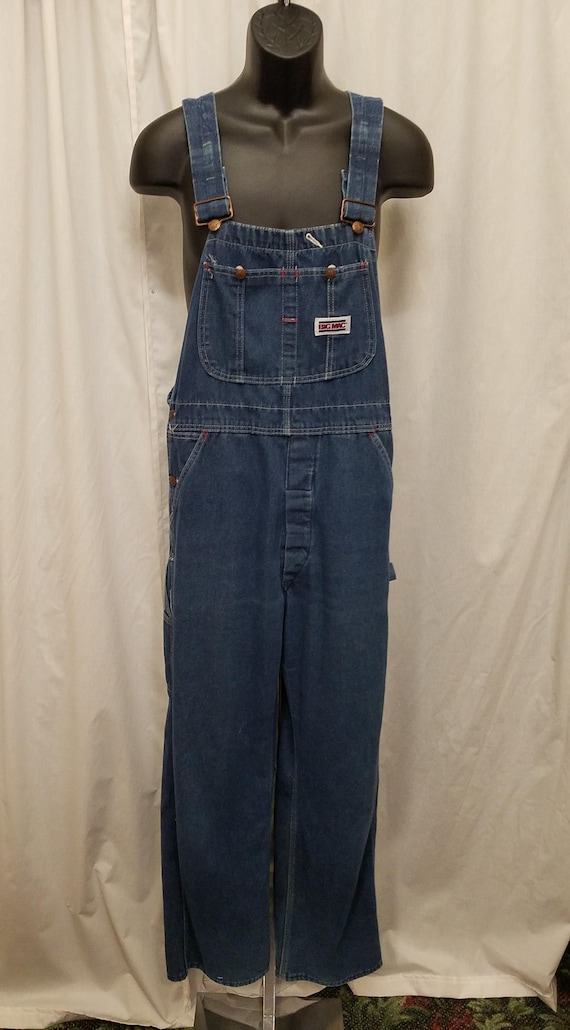 Vintage 1980s Big Mac Dark Wash Overalls Denim Bib Carpenter