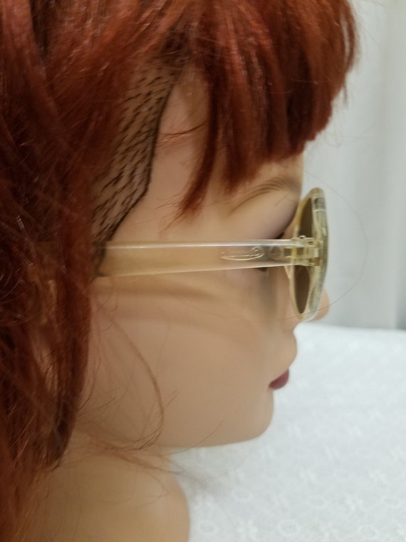 Vintage 1950s Clear Columbia Cat Eye Dark Lens Su… - image 2