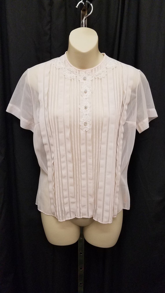 1940s Exceptional Pink & Netting Top