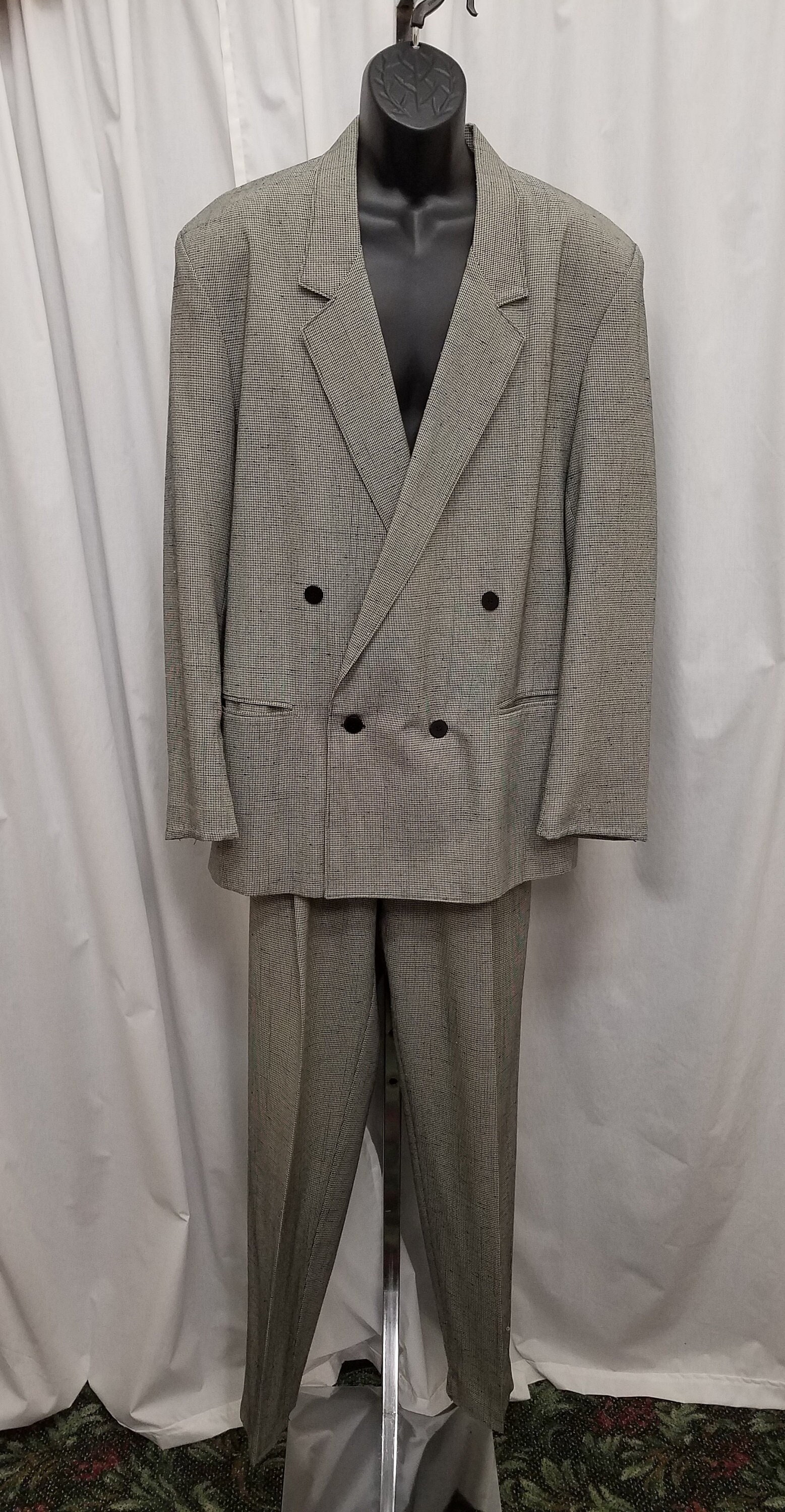 Vtg 1960s Cotler Black & White Atomic Fleck Polyester Double Vtg 1960s Cotler Black & White Atomic Fleck Polyester Double