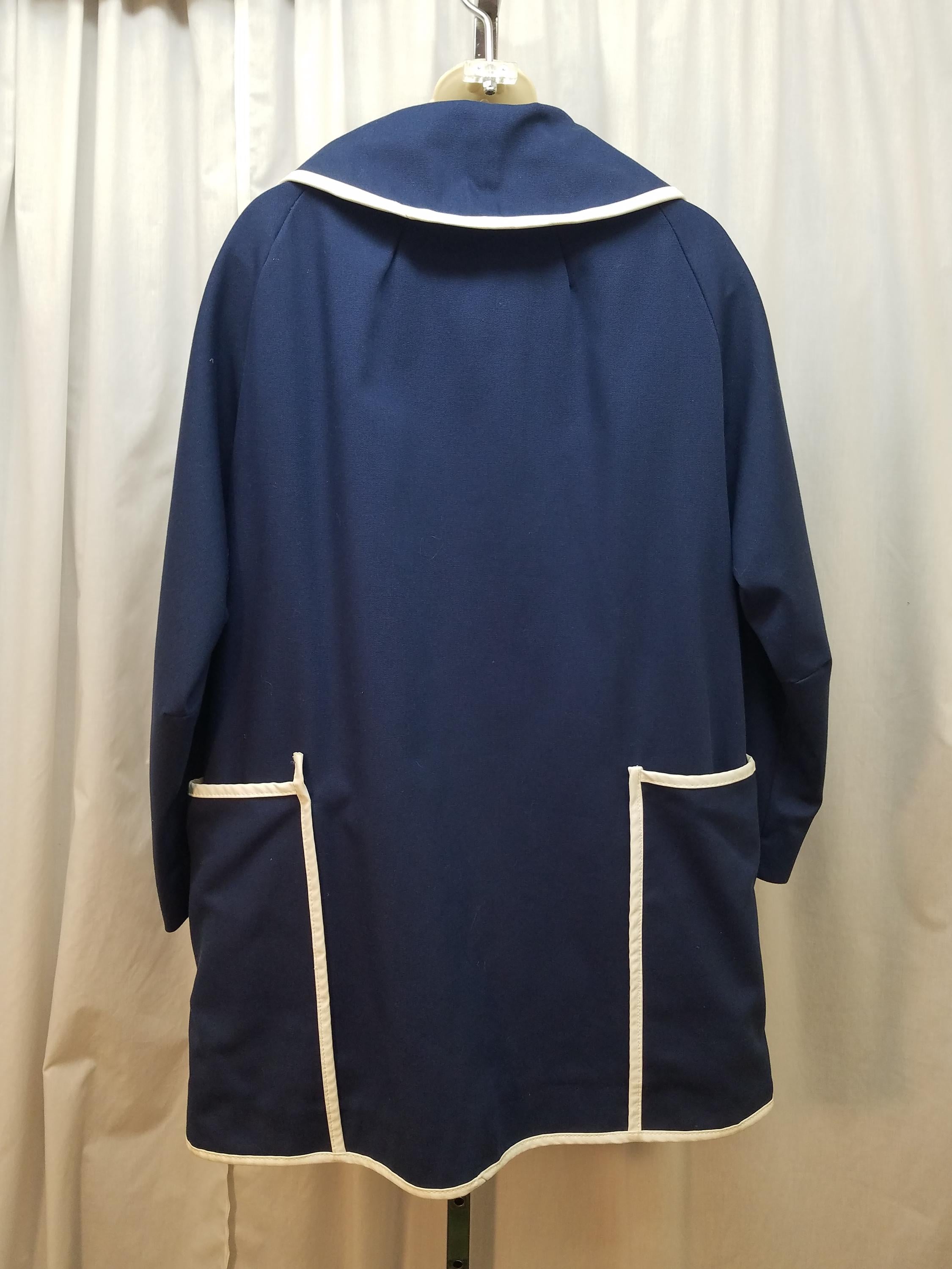 Vtg 1950's Super Cute Navy & White Corded Mod Trench Coat Classic