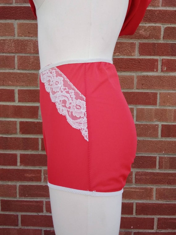 Vintage 1960s red pajama set with high-waisted pan