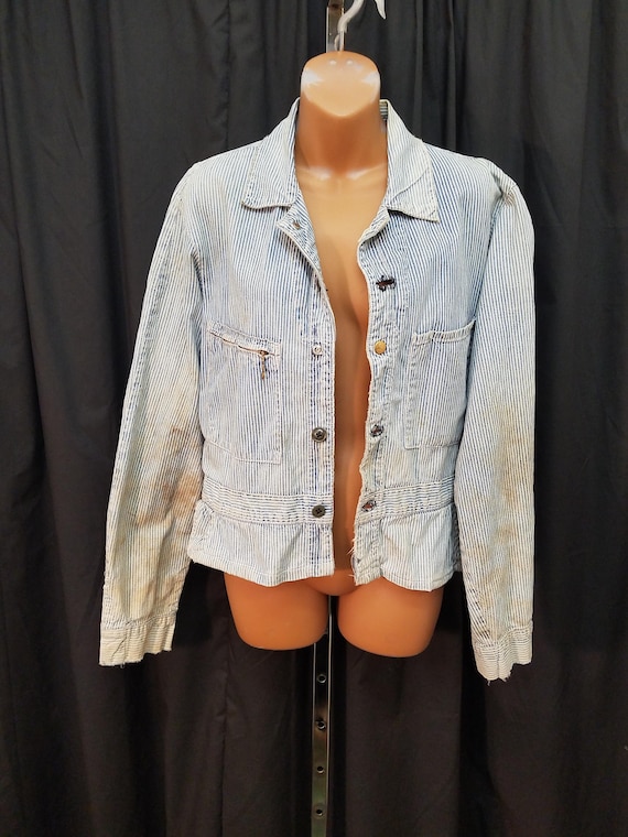 RARE Vtg 1940's Striped Blue & White Lee Union-Al… - image 2