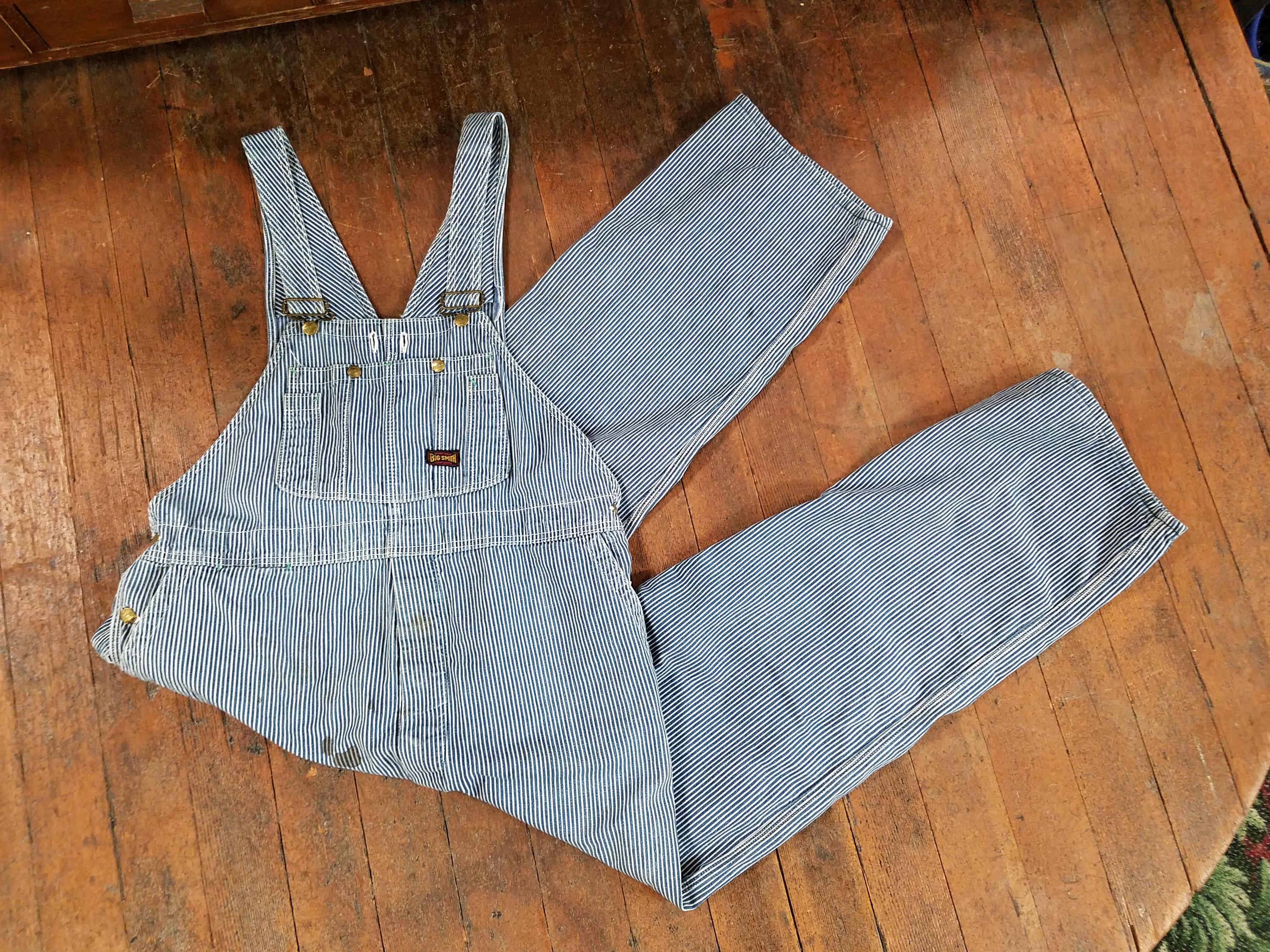 Vintage 1960s Big Smith Overalls Striped Denim Bib Carpenter